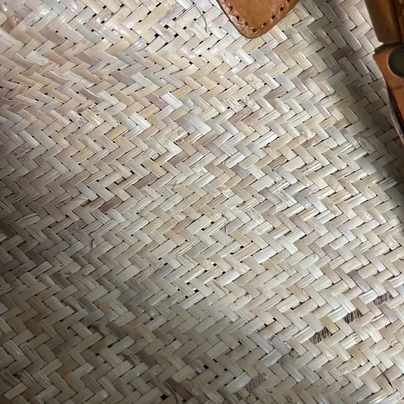 Anthropologie Street Level Boho Backpack Rattan Leather Tassels Circle Bag NWOT - Picture 4 of 10